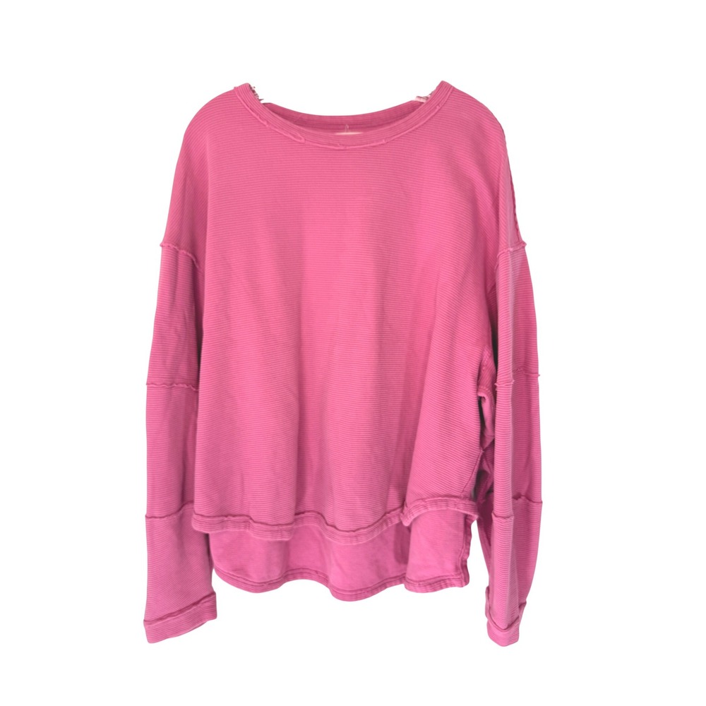 We the Free Free People Total Eclipse Long Sleeve Pullover Pink Ribbed Large